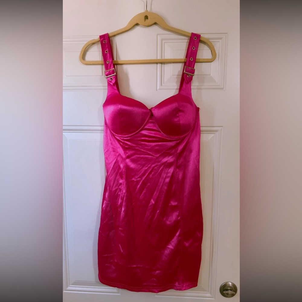 Hot Pink Satin Dress